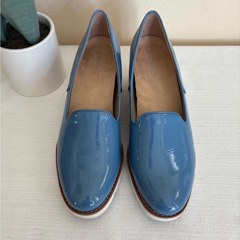Vionic Willa Wedge Blue Patent Leather Loafers Women’s 11 - Picture 2 of 12